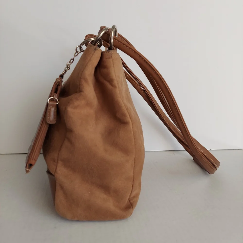 Minicci Faux Suede Leather Shoulder Tan Bag - Picture 5 of 16
